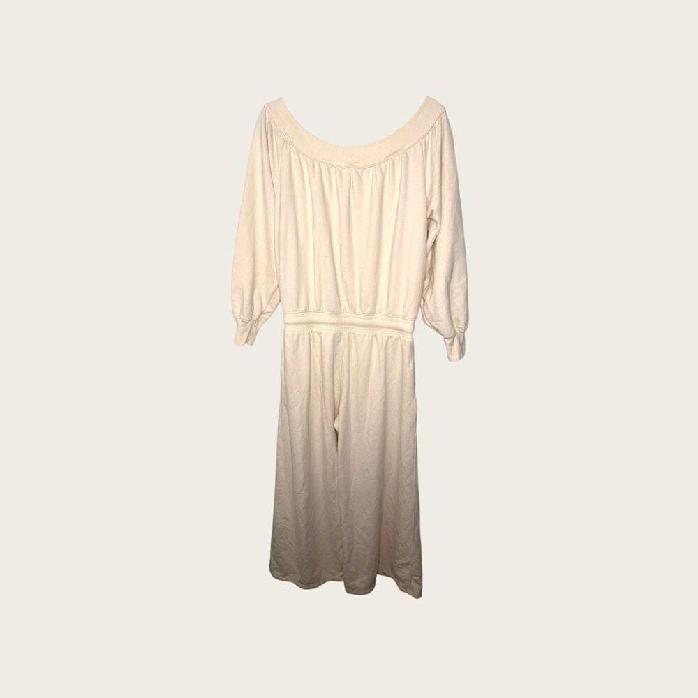 By Together Anthropologie Sweat Cream Jumpsuit Off Shoulder Size Large